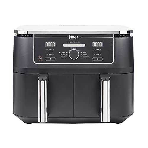 NINJA Freidora exenta de aceite Dual Zone Foodi MAX [AF400EU], 9,5 l de capacidad, 2 cajones, 6 modos de cocción, negra