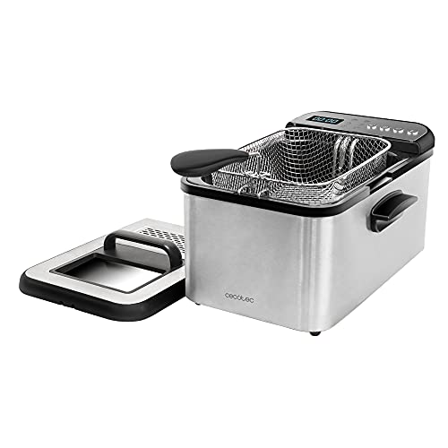 Cecotec Freidora de Aceite de 3,2 Litros Cleanfry Luxury 3000. 2400 W, Acero Inoxidable, 5 Programas Preestablecidos, Filtro OilClean
