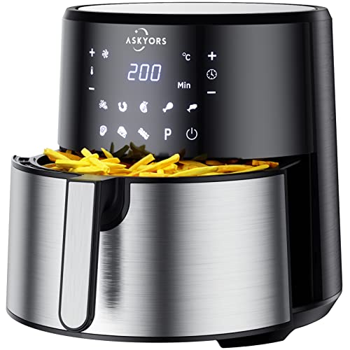 Freidora sin Aceite 8L, 1700W Freidora de Aire con 8 Programas, Air Fryer con Panel de Control Digital Táctil, Freidora Aire Caliente con Tiempo y Temperatura Regulable 80 a 200ºC, Cesta Antiadherente