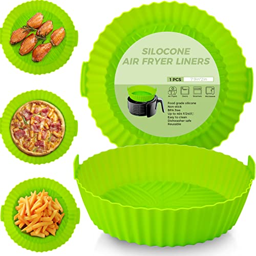 Molde Silicona Freidora de Aire 20-24CM Olla Silicona Freidora Aire en Lugar de Papel Airfryer Accesorios Freidora Sin Aceite Utensilios Air Fryer Compatible Cecotec, COSORI, Princess, Ninja -1 Piezas