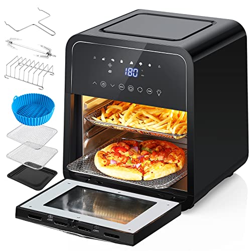 Freidora Aire Acekool Freidora sin Aceite 12L Horno de Aire Caliente con 10 Programas Freidora de Aire Caliente con Accesorios Panel LED Ventana Transparente Sin BPA Libro de Recetas Incluido