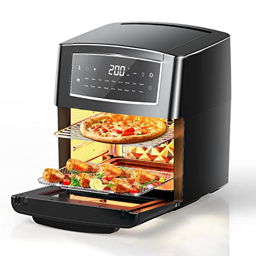 BSJKitchen Freidora de aire caliente, 12 l, freidora sin aceite, Air Fryer con 18 programas, función Keep Warm, pantalla táctil, temperatura regulable, sin BPA, 100 recetas, papel, AF12L-ES-V2