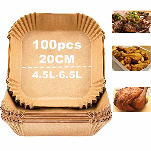Papel Freidora Aire, 100 Piezas 20CM Papel Freidora Aire para Cecotec Cosori 5,5 L Accesorios Freidora sin Aceite Papel Air Fryer